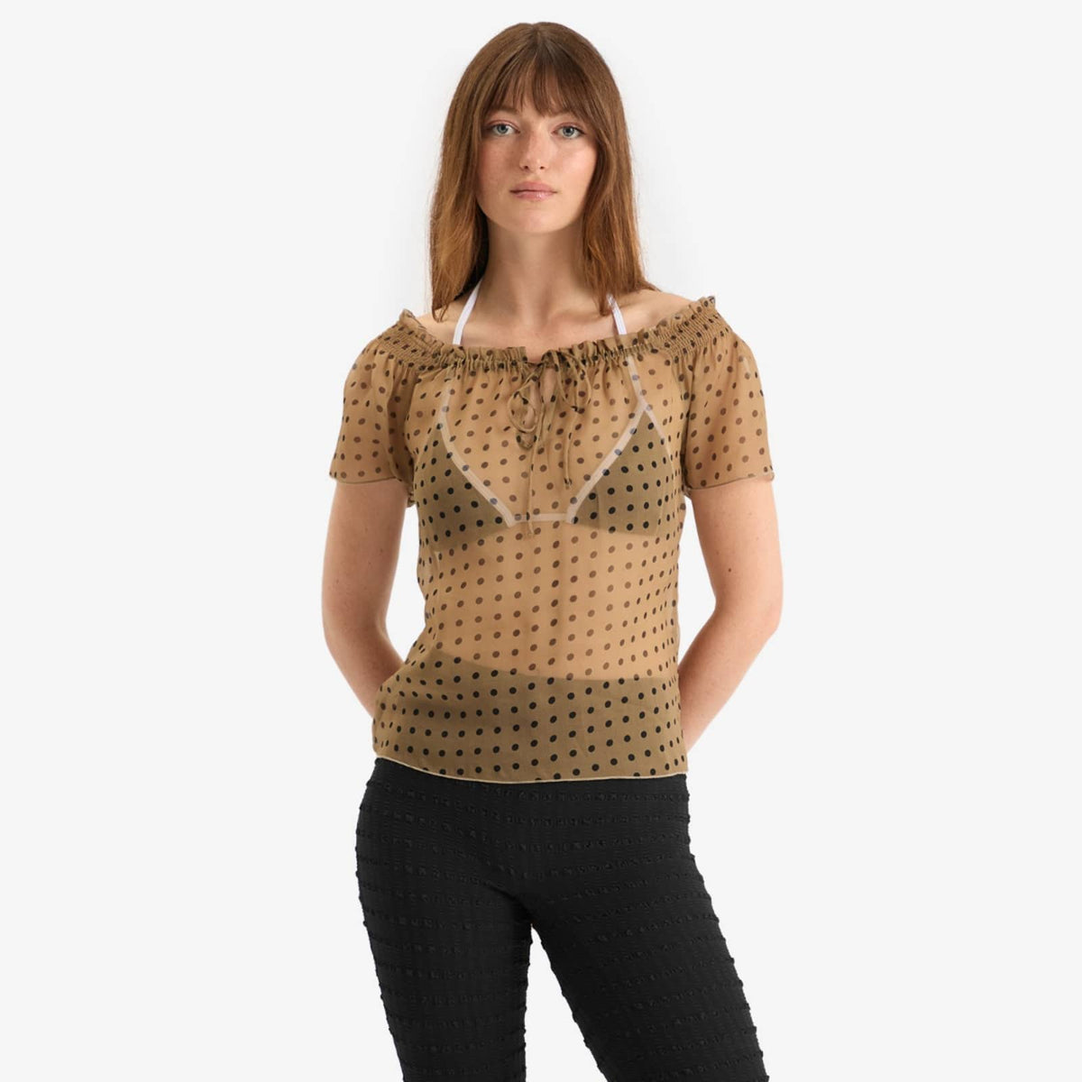 Fruity Booty Tan Polka Top