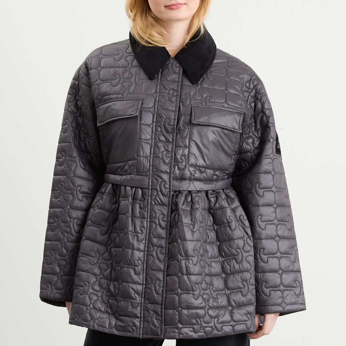 GANNI Shiny Quilt Midi Jacket
