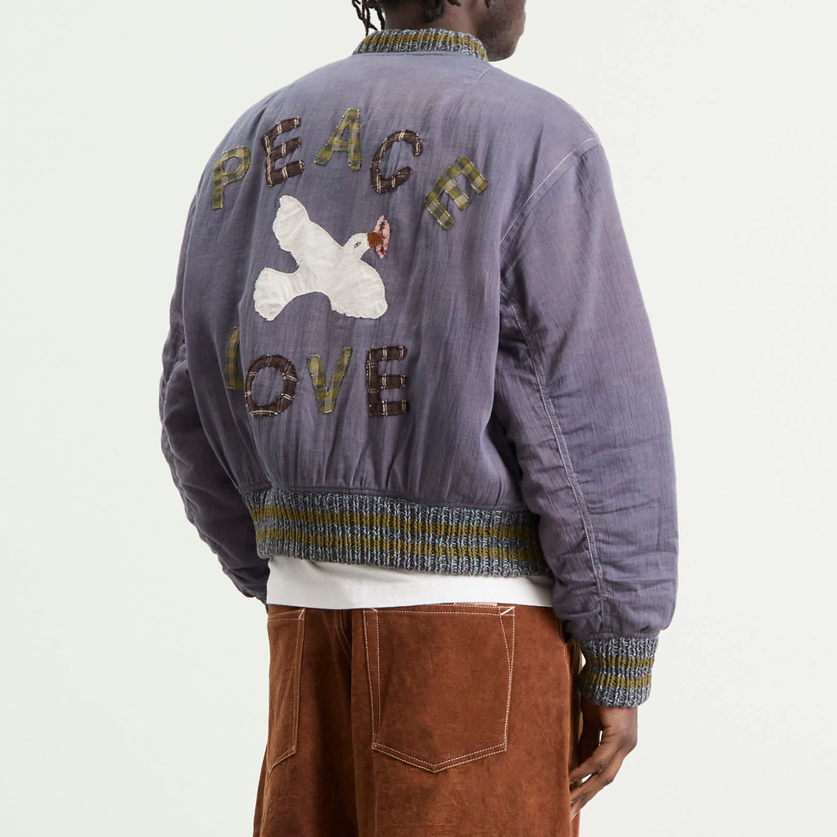 Story mfg. Hand Applique Purple Peace Seed Bomber