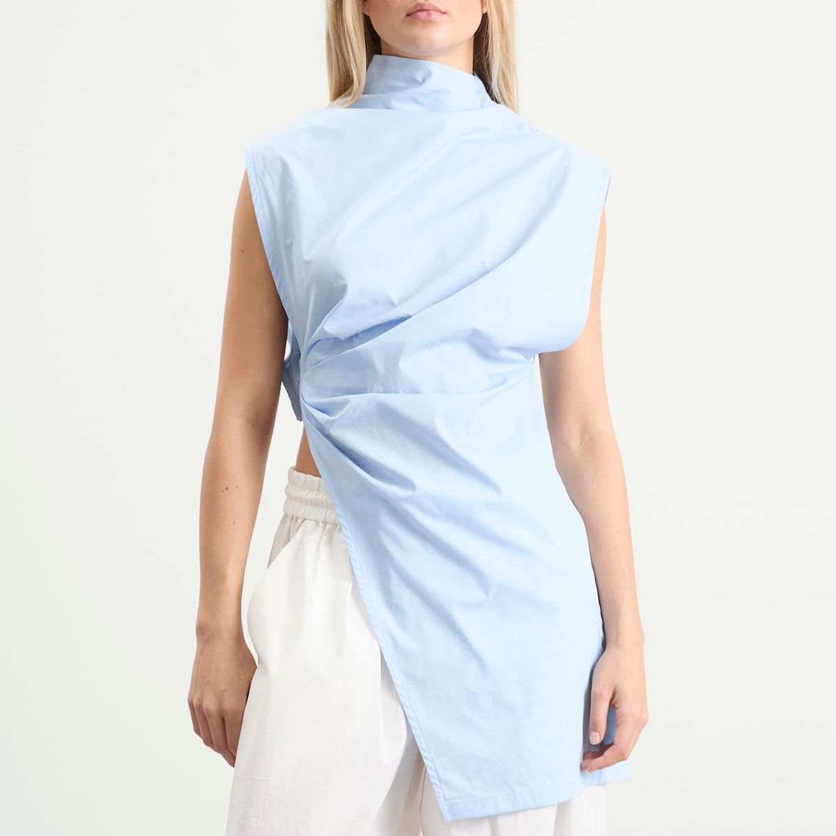 Tolu Coker Cotton Asymmetric Drape Blouse