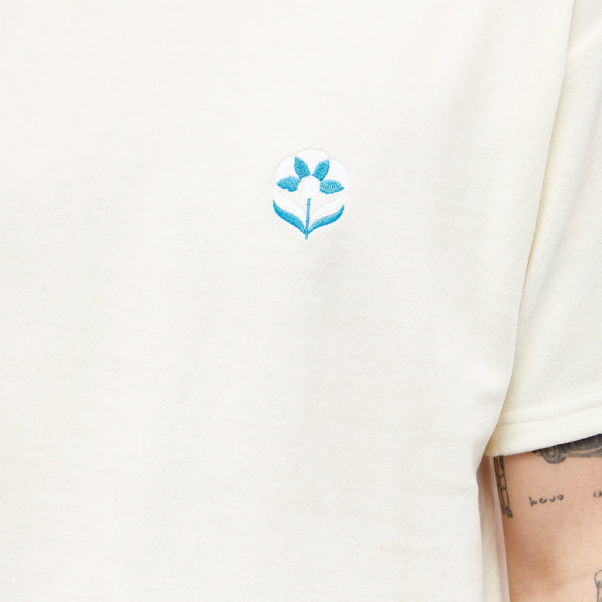 Blue Flowers Velour Logo T-Shirt