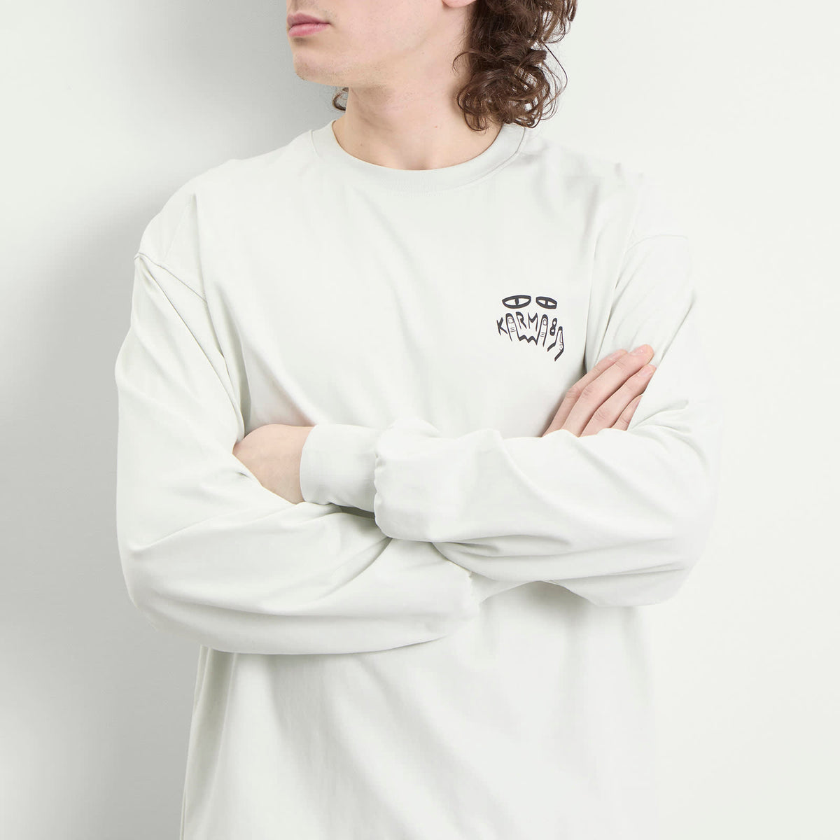 Karma8a Layered Long Sleeve Woven Hem T-Shirt