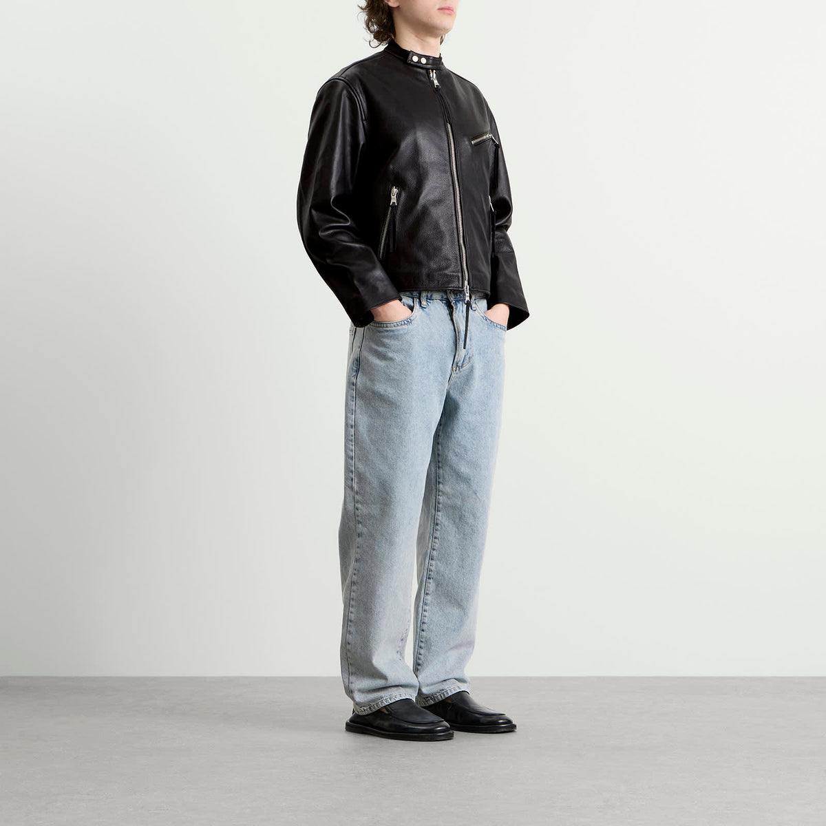 MKI Cropped Leather Racer Jacket
