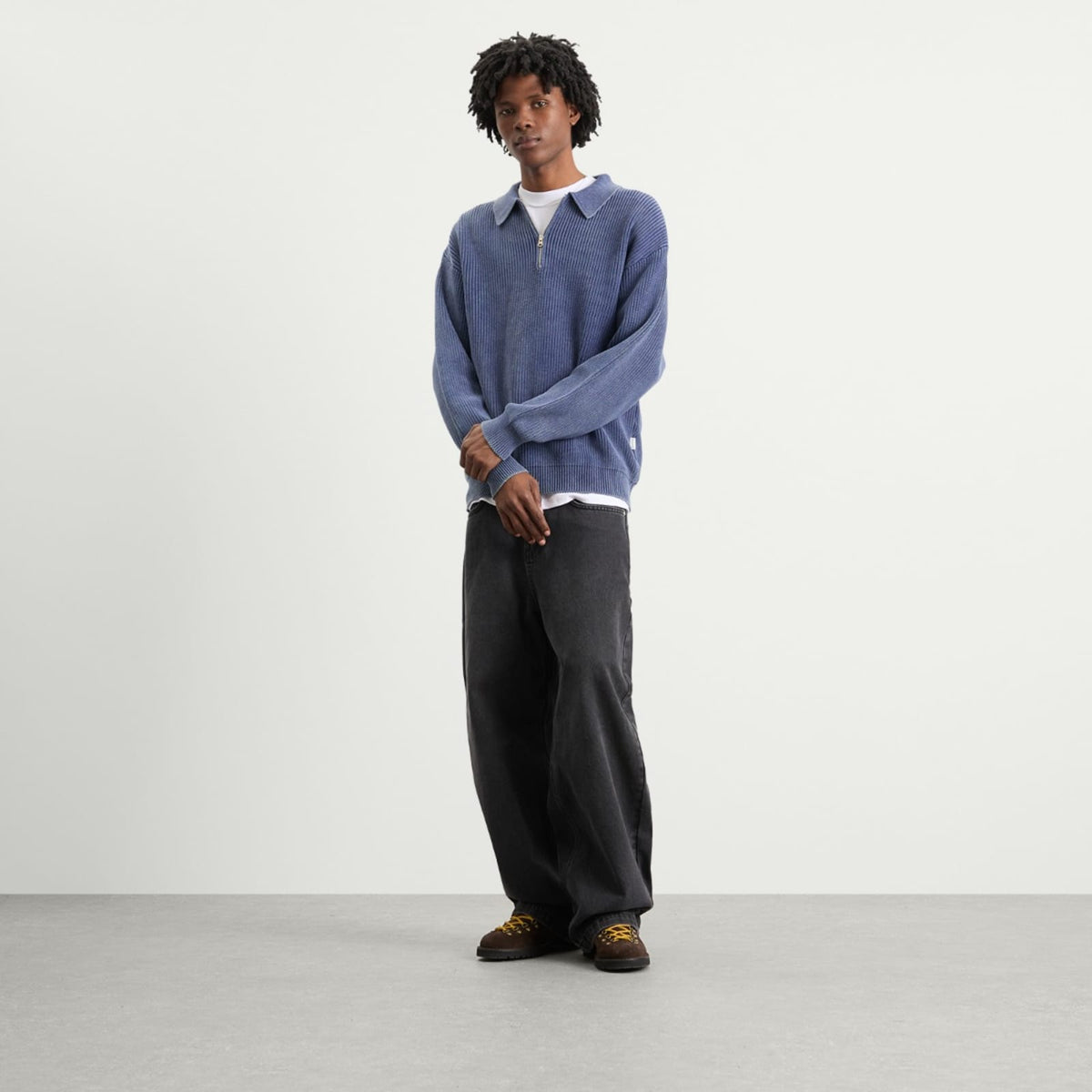 Bound Acid Wash Half Zip Pullover