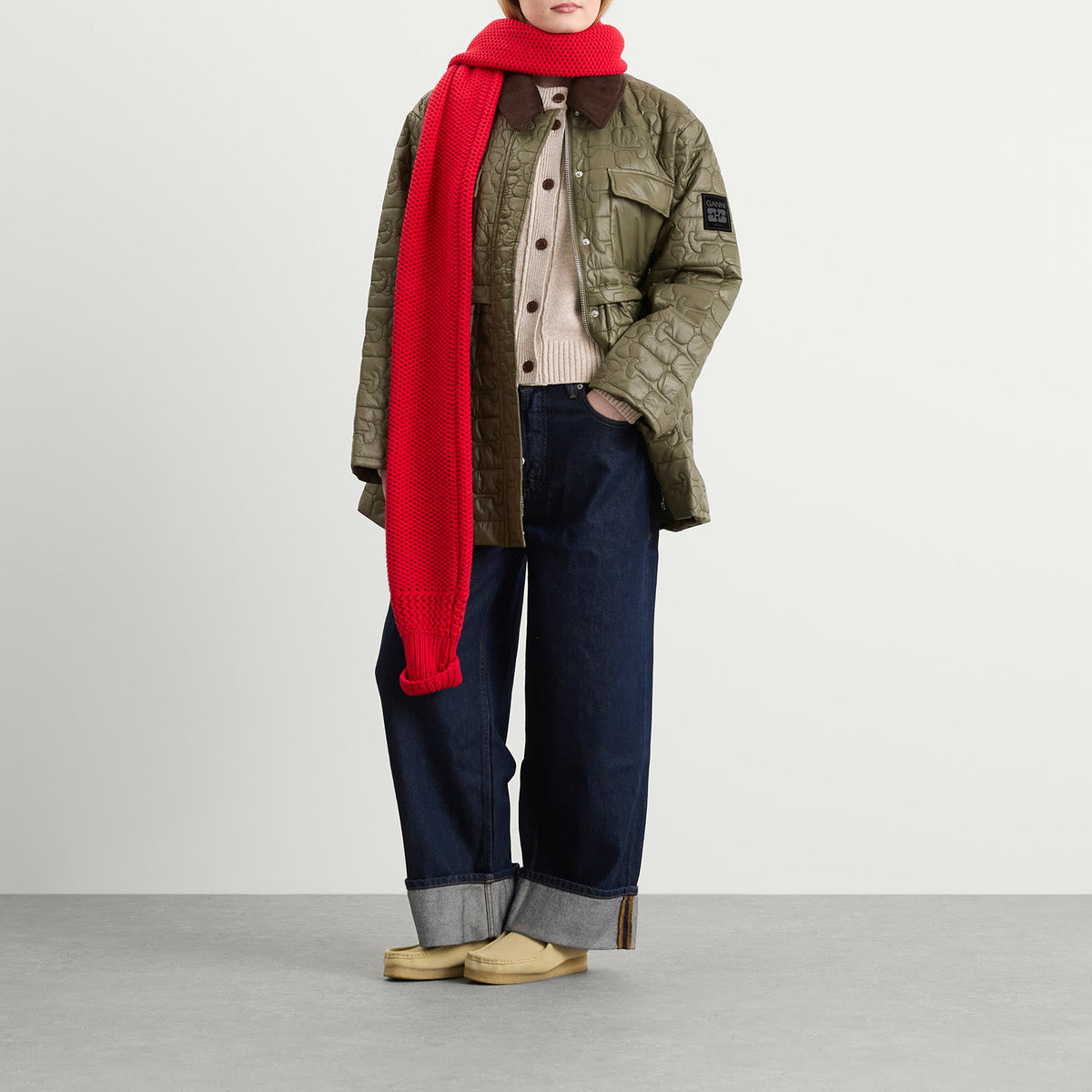 GANNI Shiny Quilt Midi Jacket