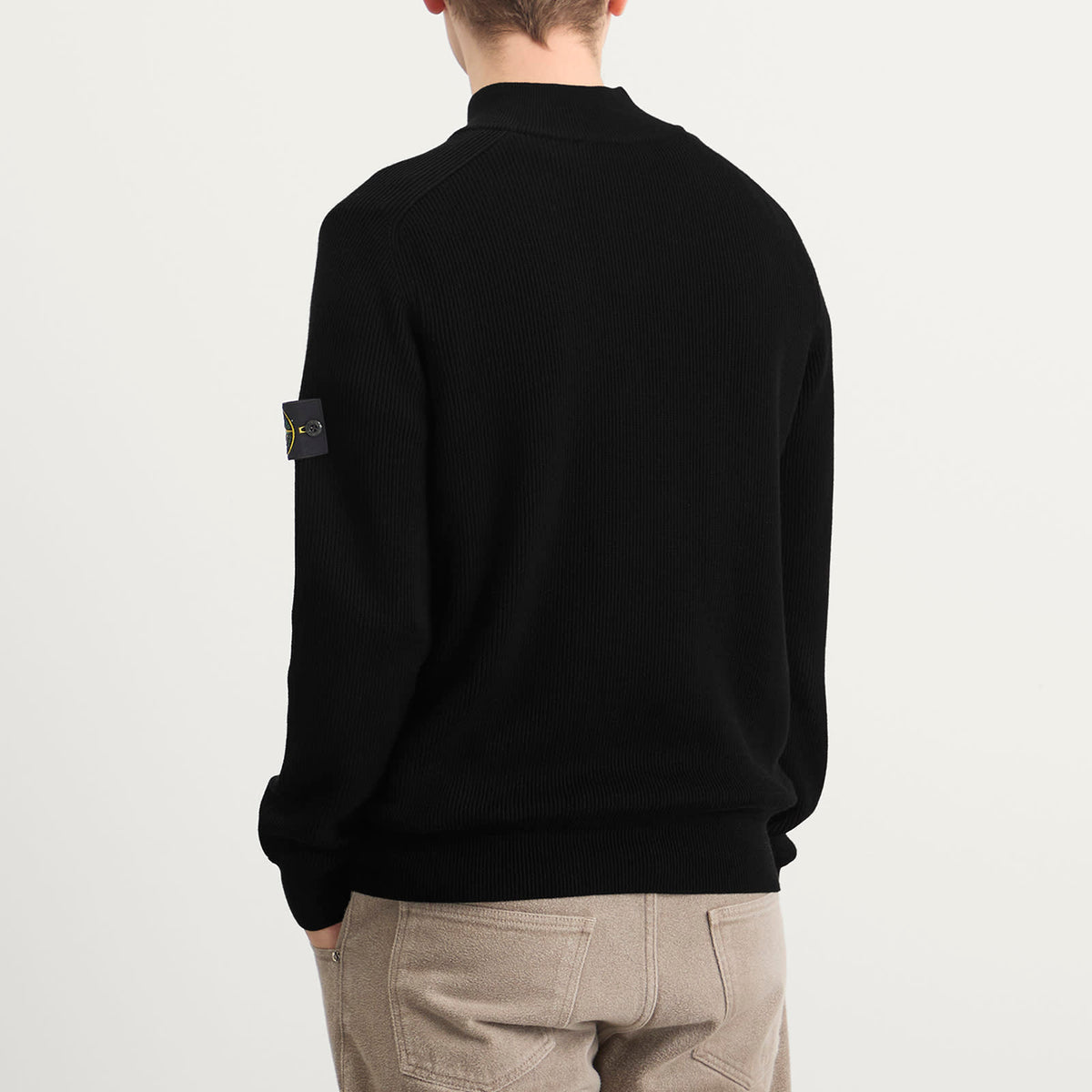 Stone Island Ribbed Soft Cotton Half Zip Knit Jumper