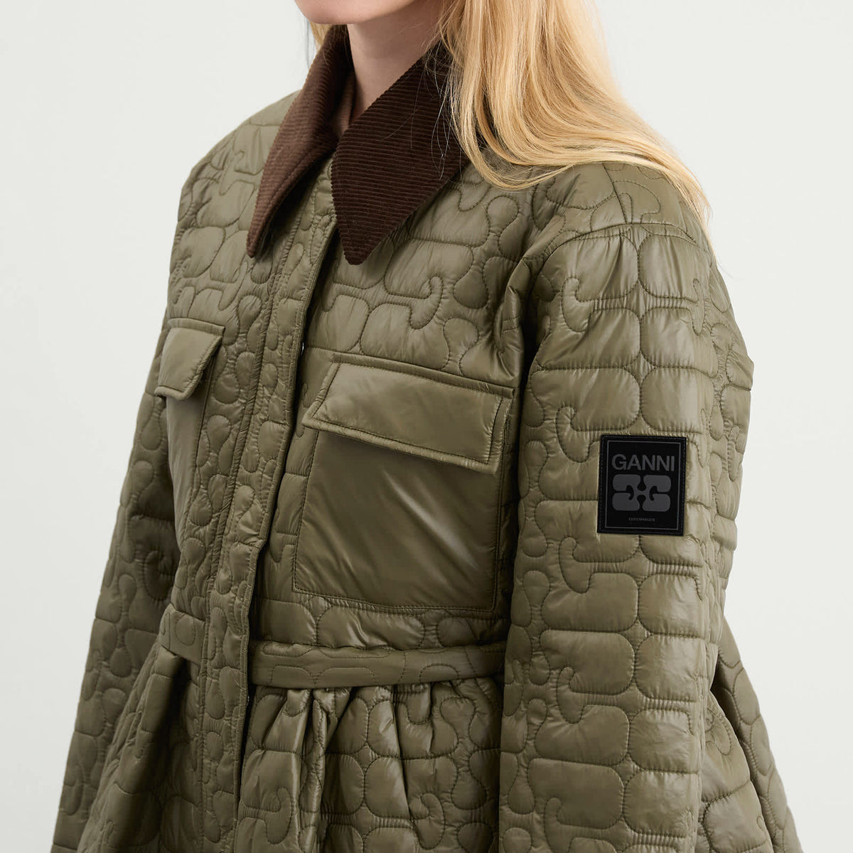 GANNI Shiny Quilt Midi Jacket