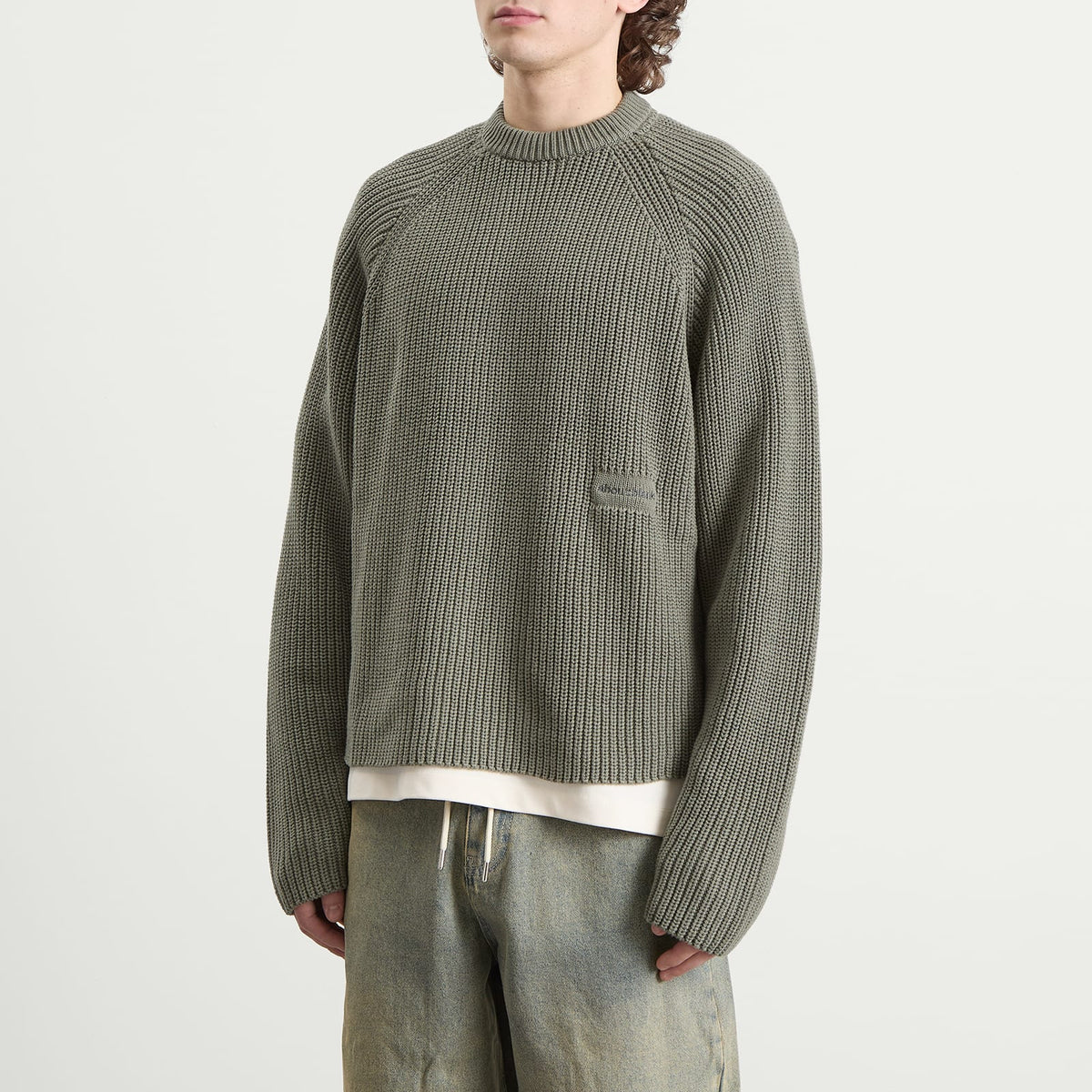 about:blank Rib Mock Neck Crew