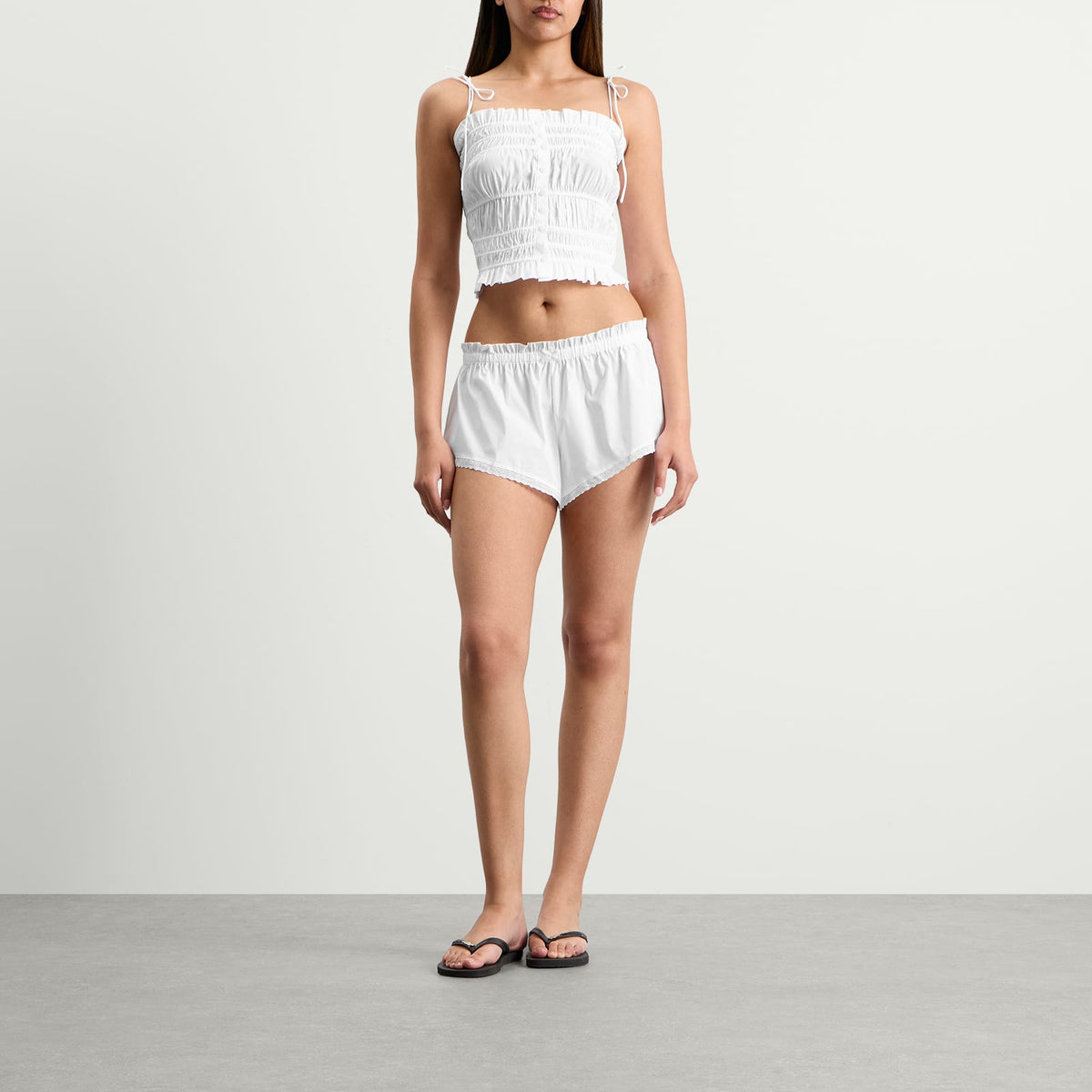 Skims Garment Washed Poplin Ruffle Cami