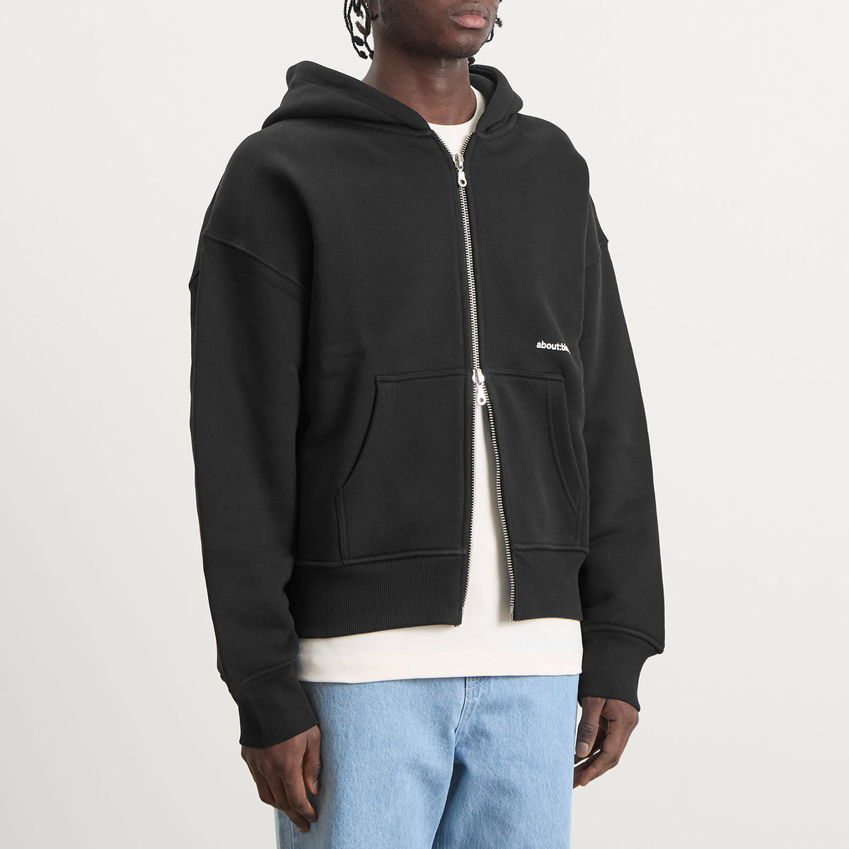 about:blank Box Logo Zip Hoodie