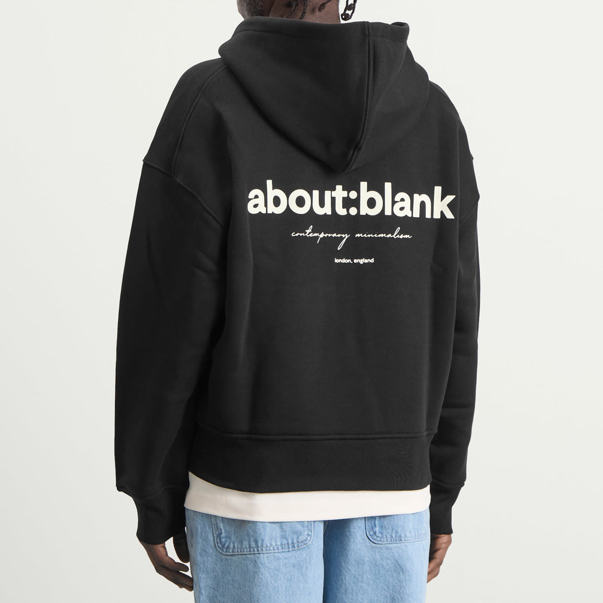about:blank Box Logo Zip Hoodie