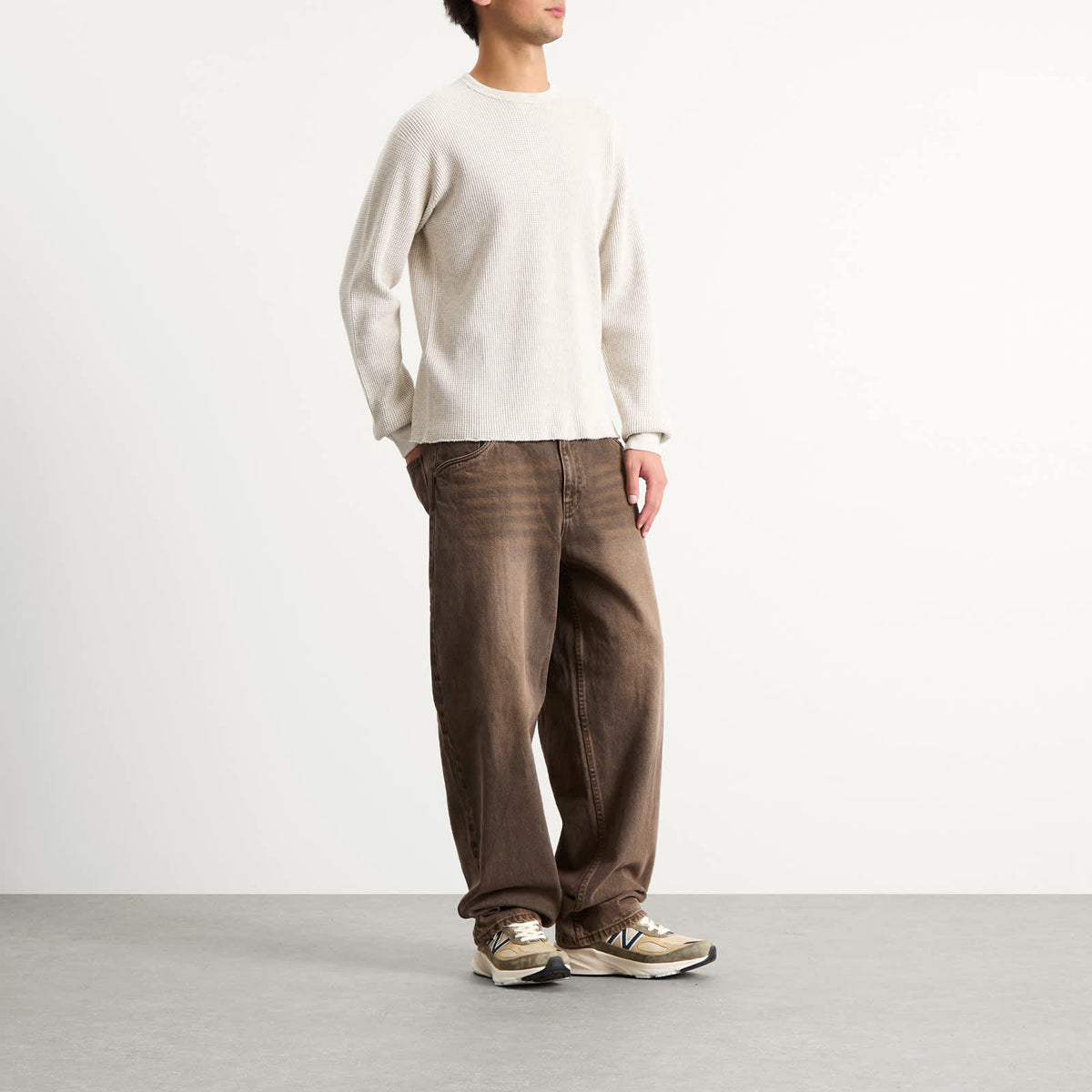 BEAMS Waffle Crew Neck Sweatshirt