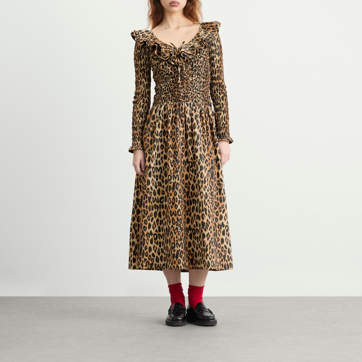 Damson Madder Harper Shirred Midi Dress