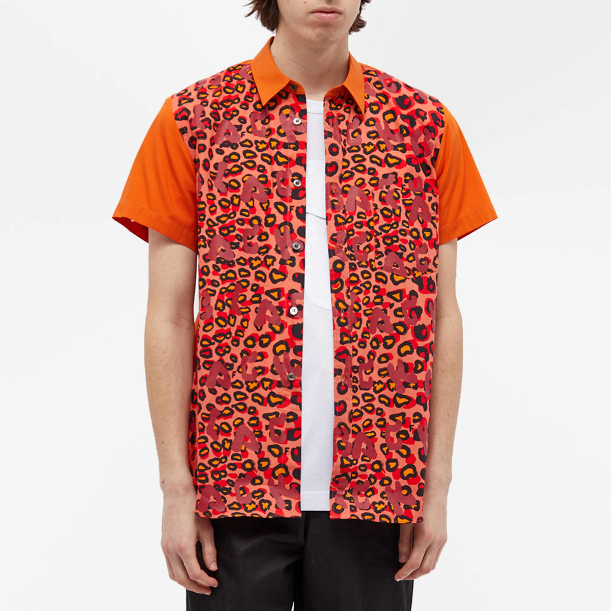 Comme des Garcons Black Leopard Print Short Sleeve Shirt