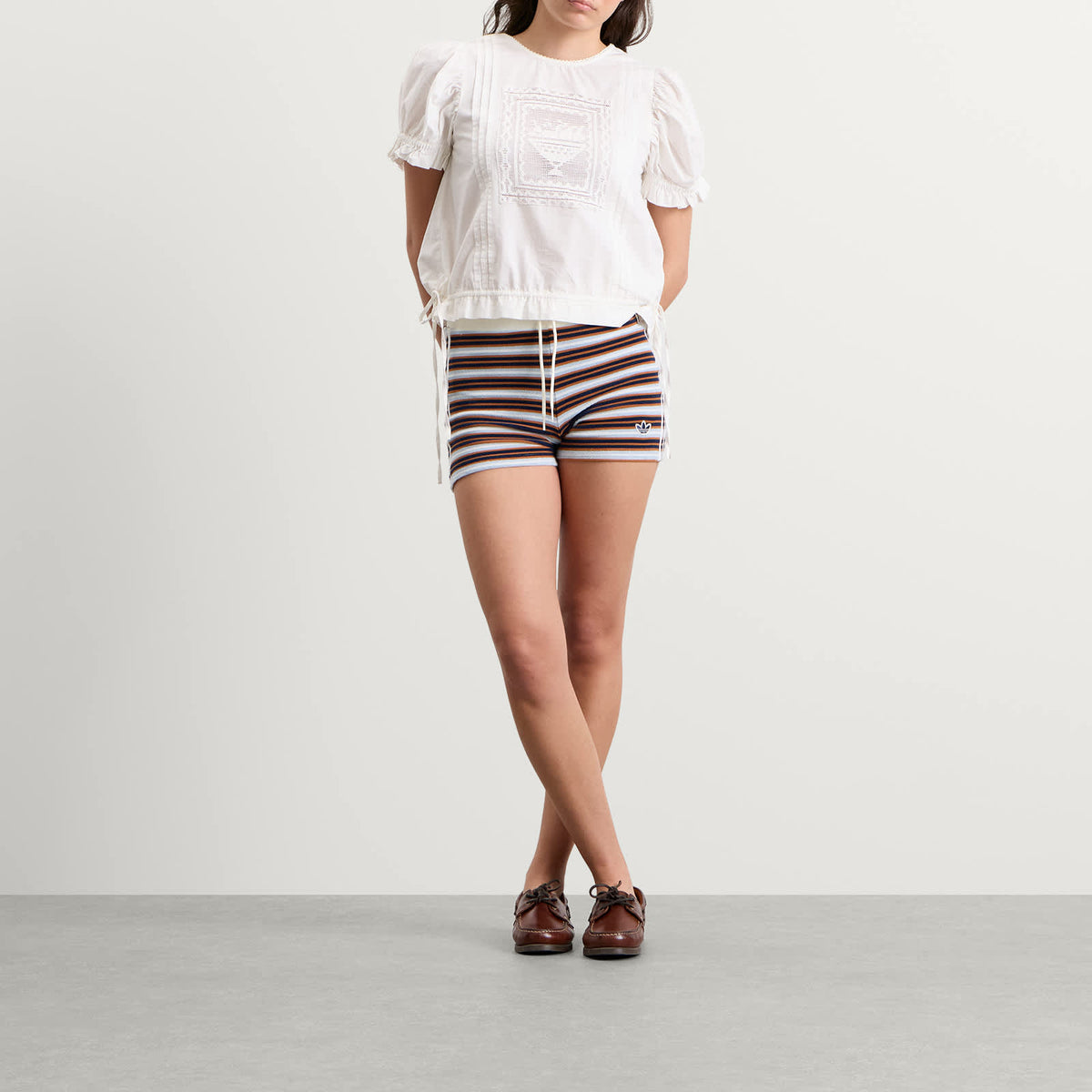 adidas Striped Terry Mini Shorts