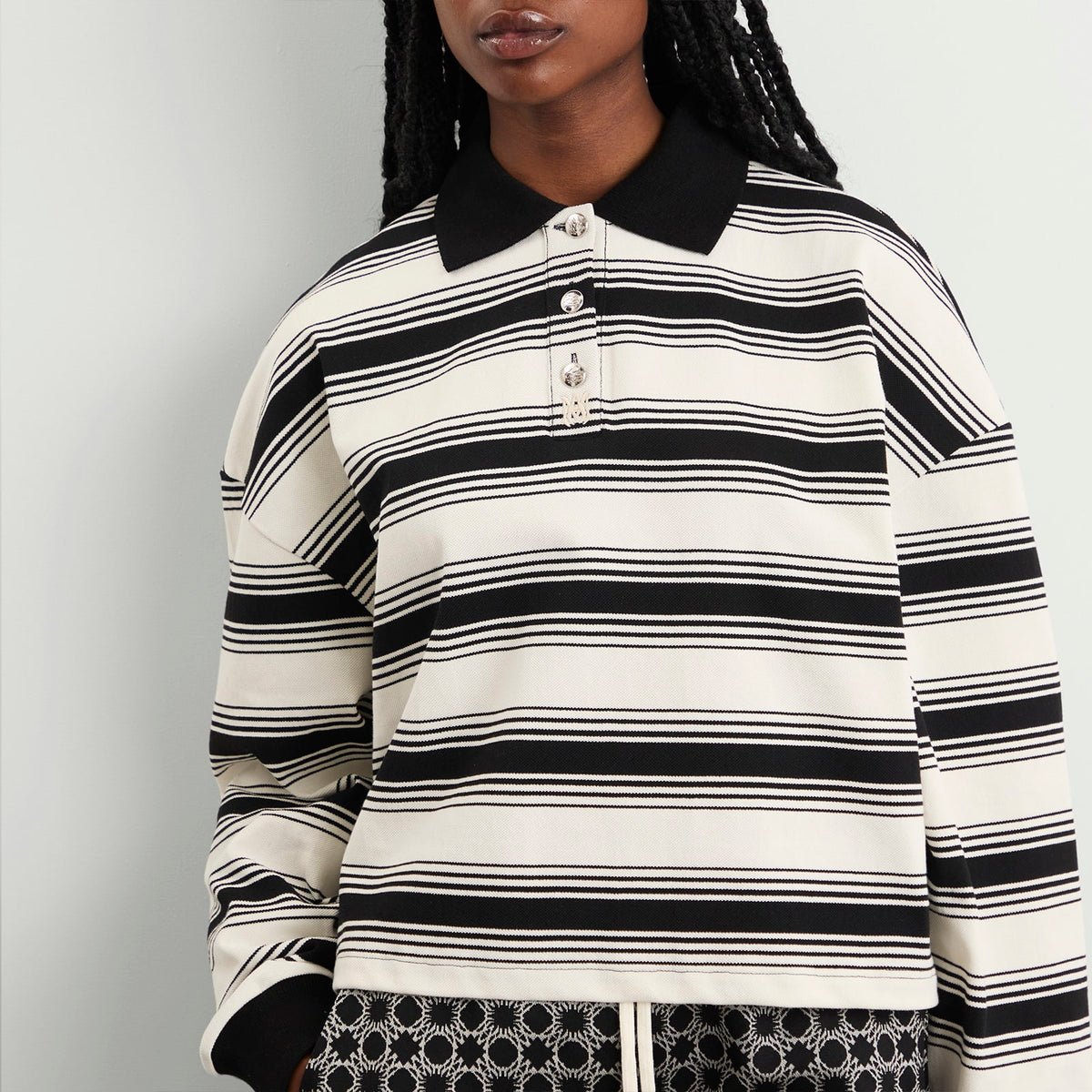 AMIRI MA Stripe Oversized Polo Top