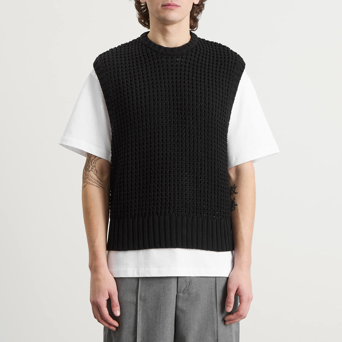 about:blank Moss Stitch Knitted Vest