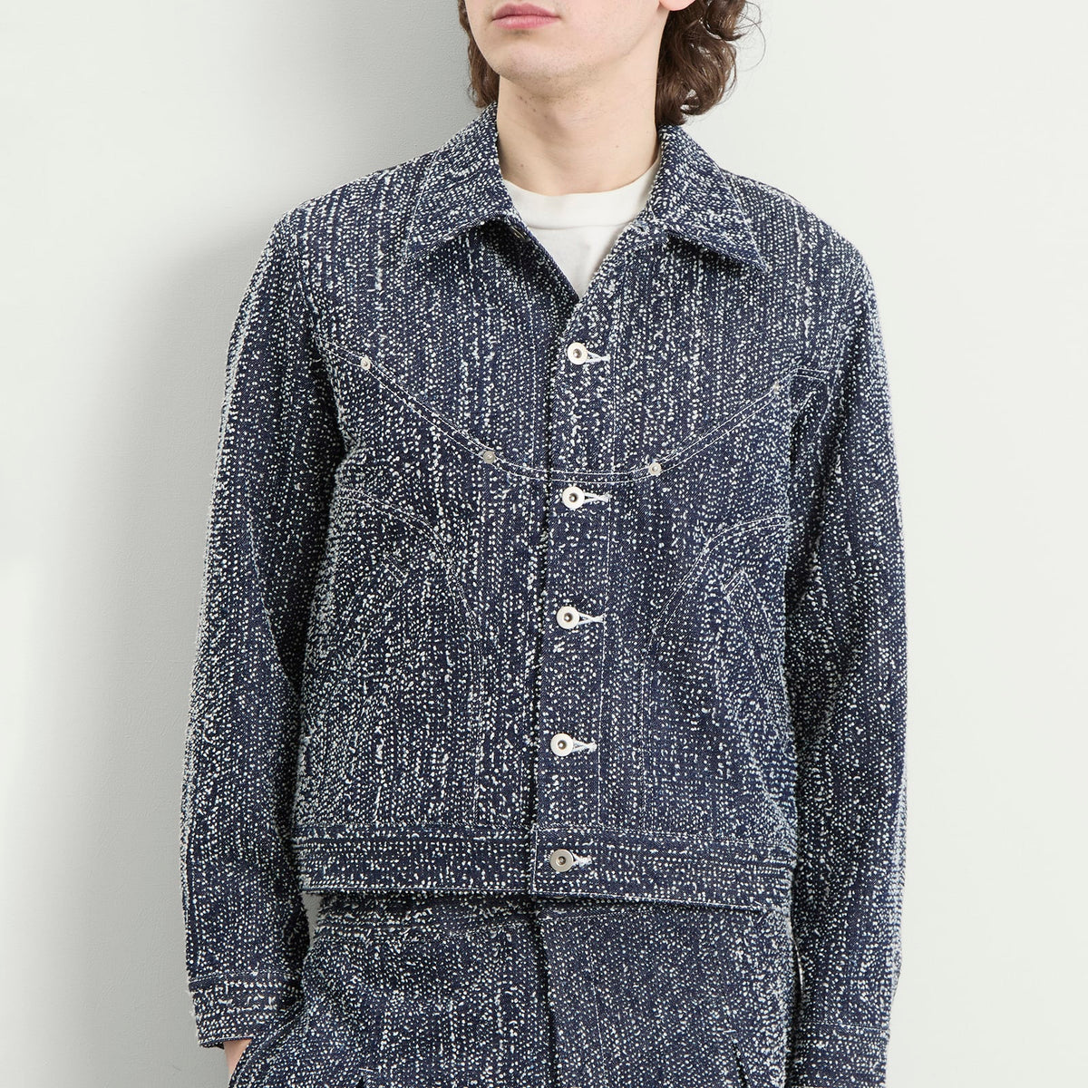 Sage Nation Needle Punch Denim Jiji Jacket