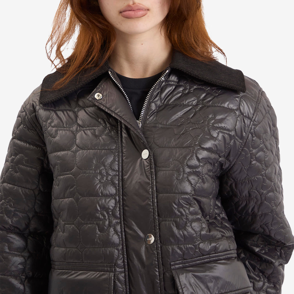 GANNI Shiny Quilt Midi Jacket
