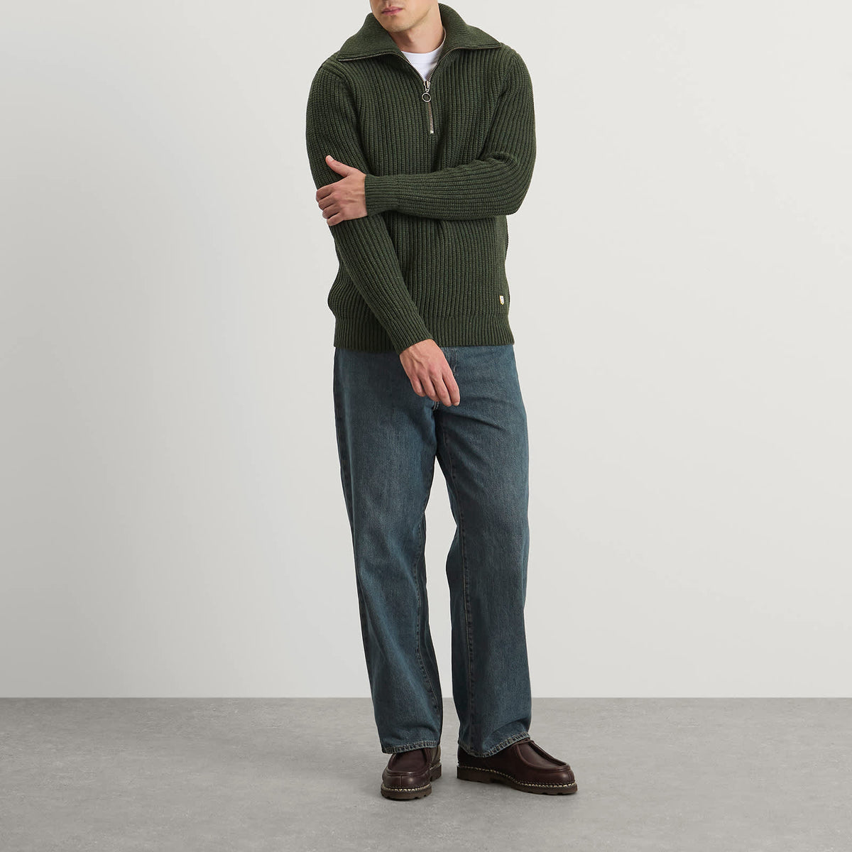Armor-Lux Half Zip Rib Knit Jumper