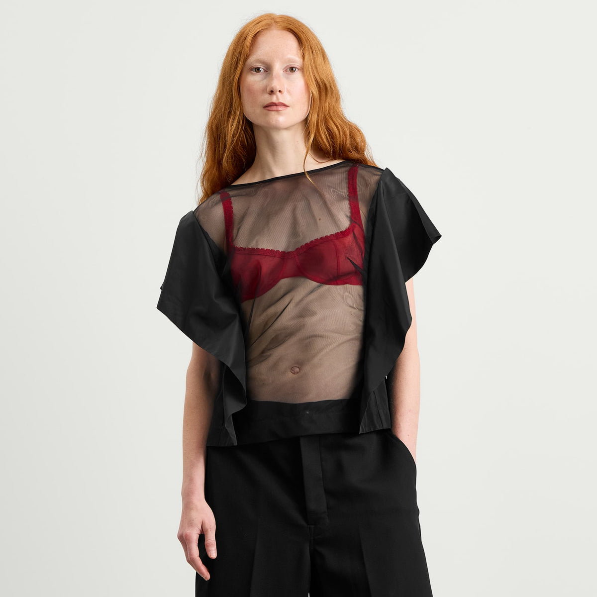 Simone Rocha Boxy Sheer Panel Top