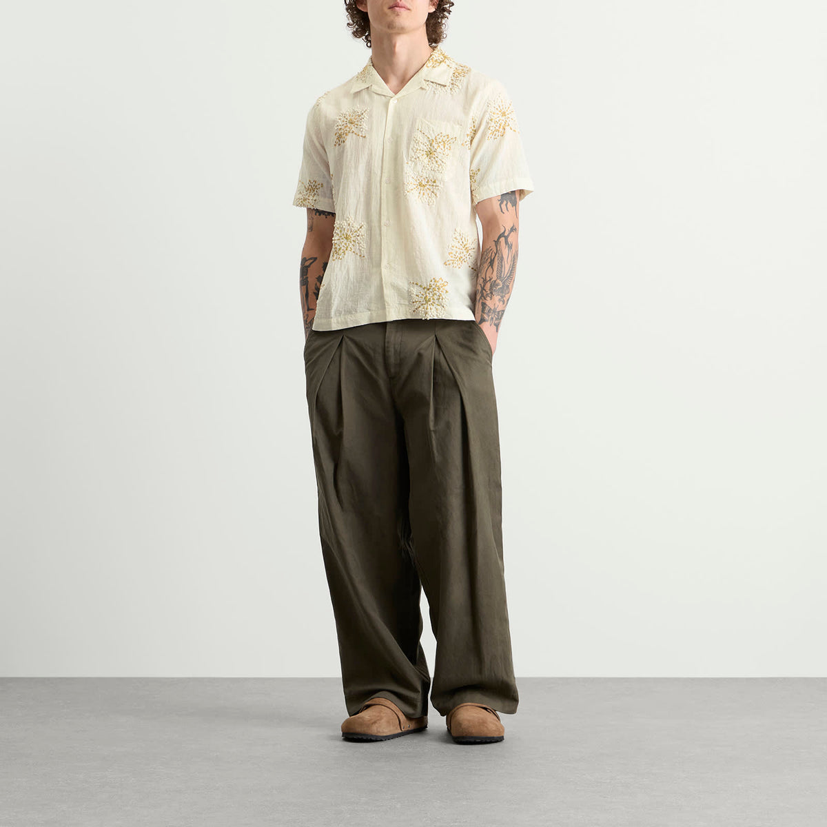 Universal Works Hand Embroidered Stripe Road Shirt