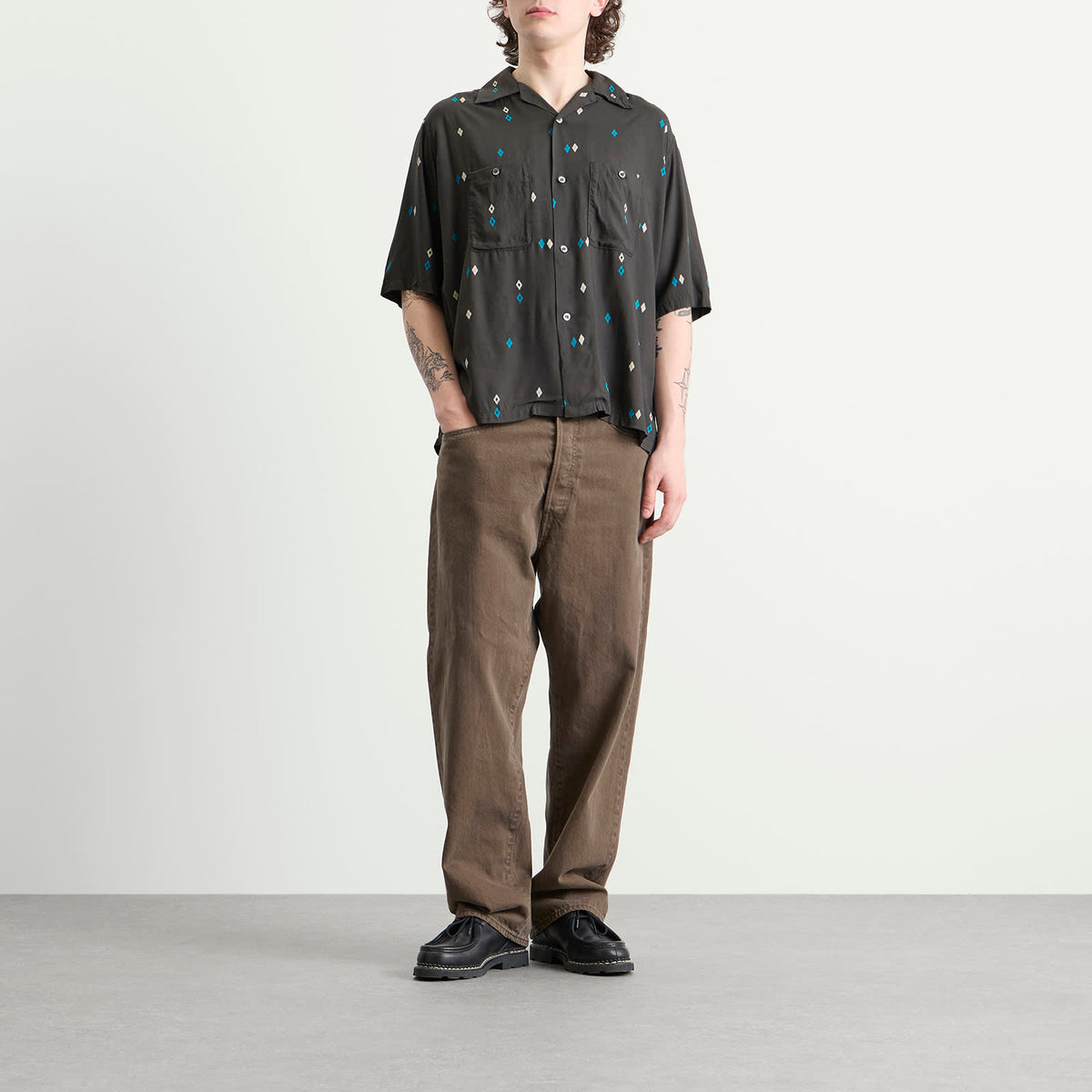Unlikely Dry Goods Argyle Rayon Shirt