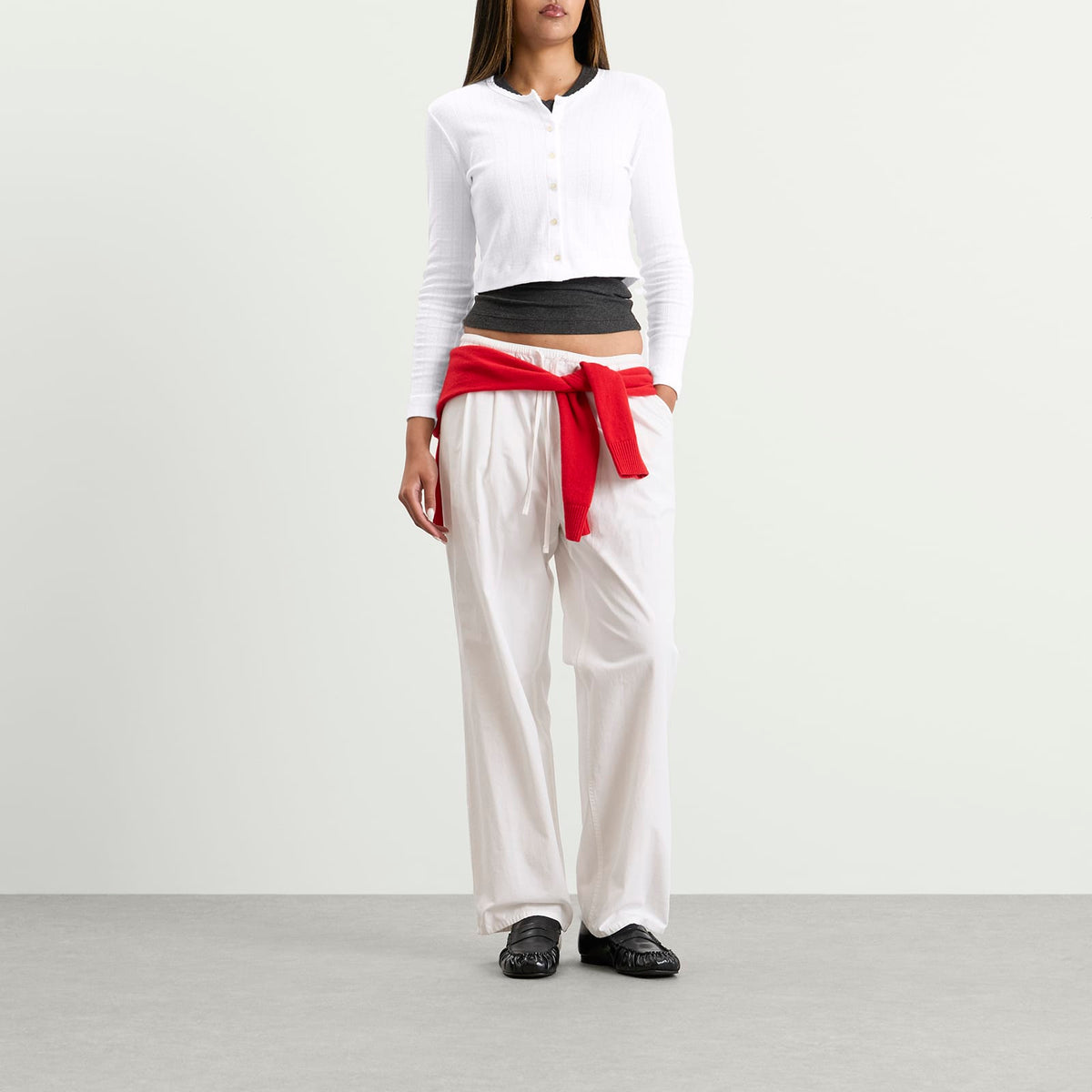 LESET Pointelle Crop Cardigan
