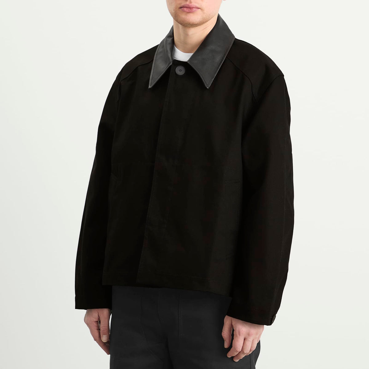 Studio Nicholson Dover Leather Collar Canvas Barn Jacket