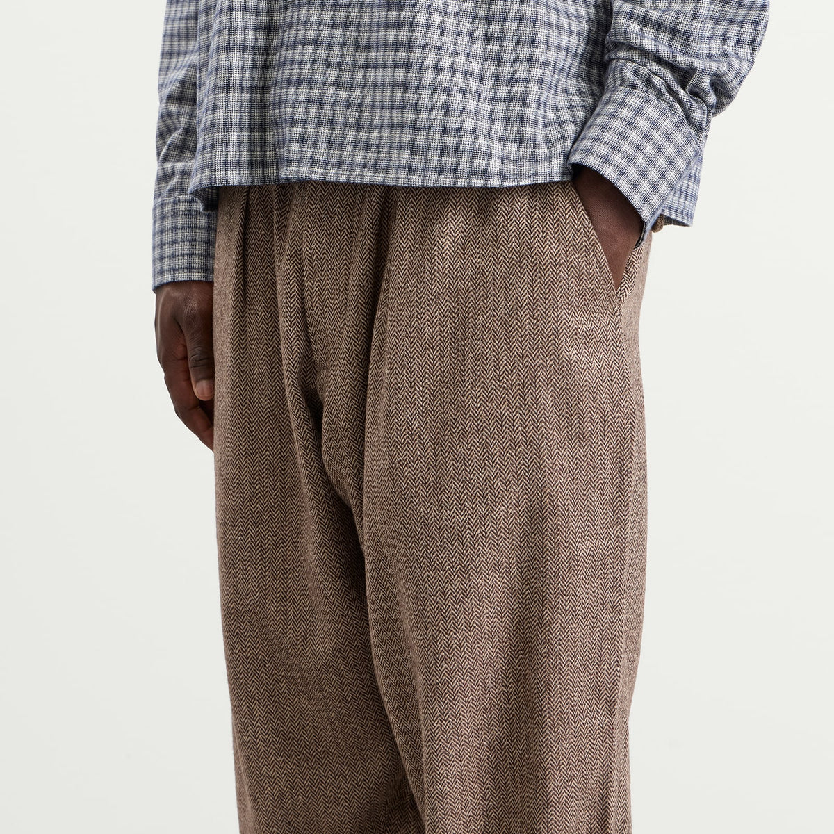 Universal Works Wool Herringbone Pleated Track Pant