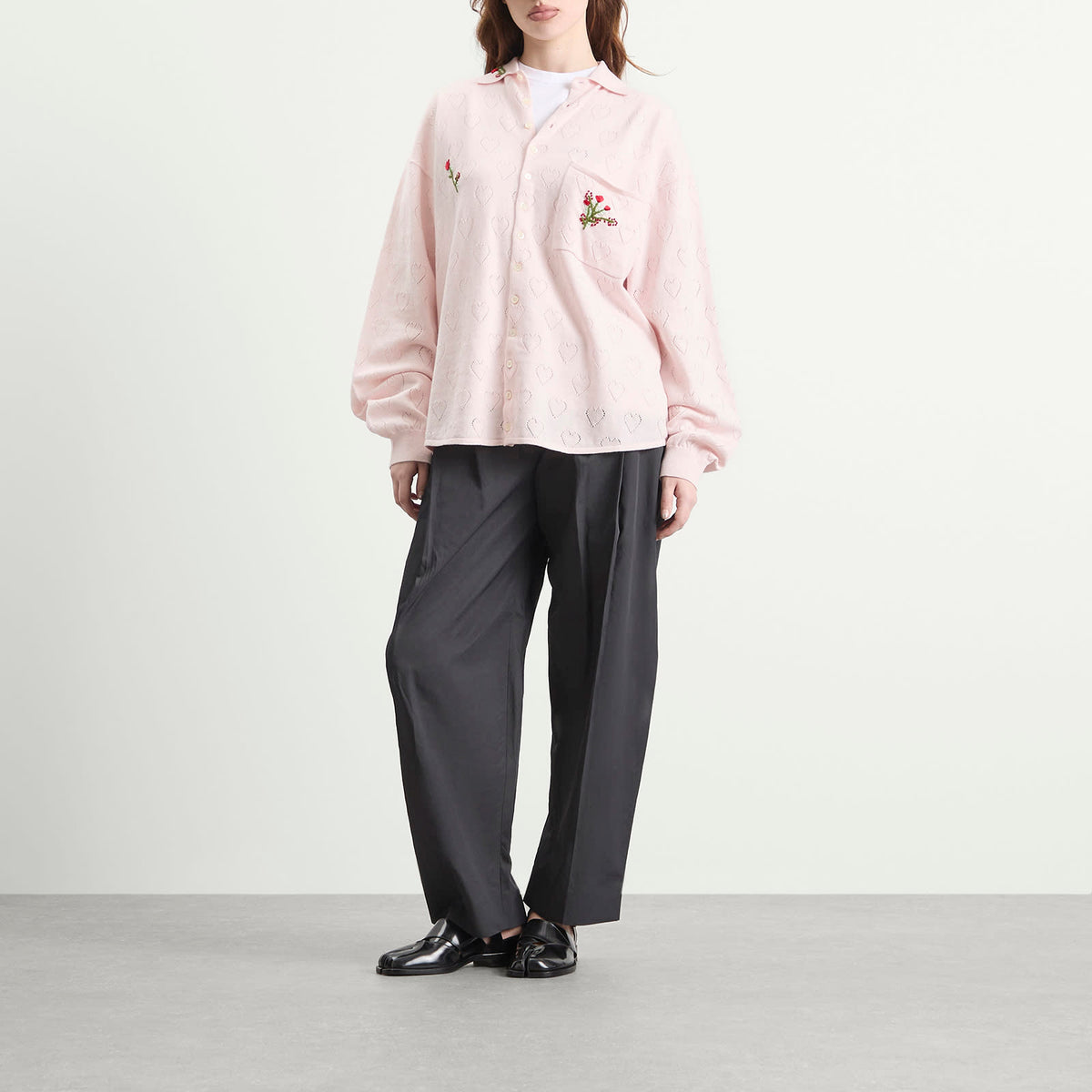 TTT MSW Flower Embroidery Knit Shirt