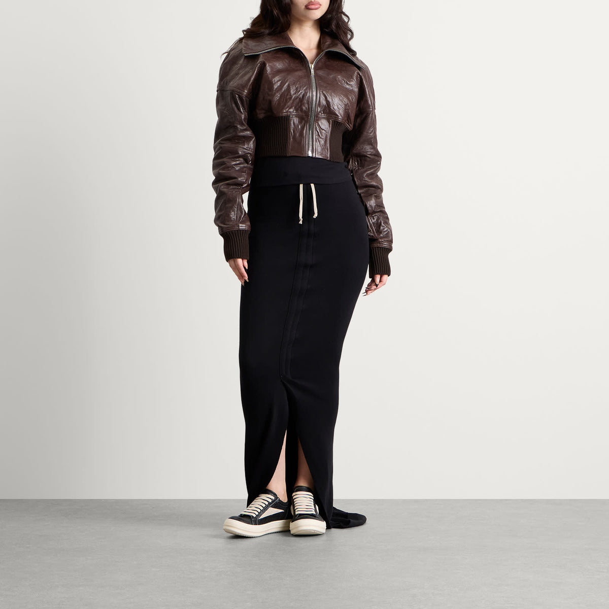 Rick Owens Cropped Leather Bomber Jacket