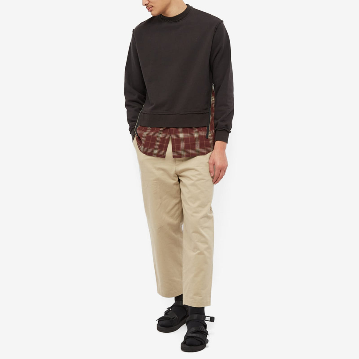 Undercoverism Check Detail Crew Sweat