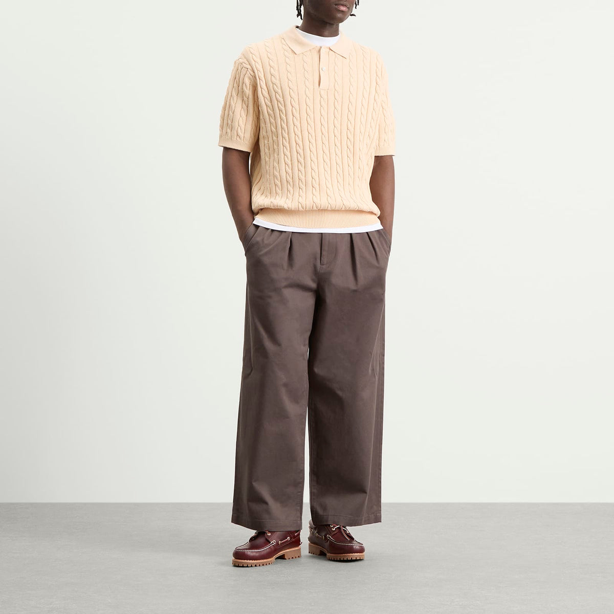 Beams Plus Cable Knit Polo