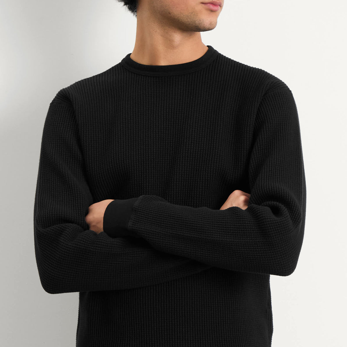 BEAMS Waffle Crew Neck Sweatshirt