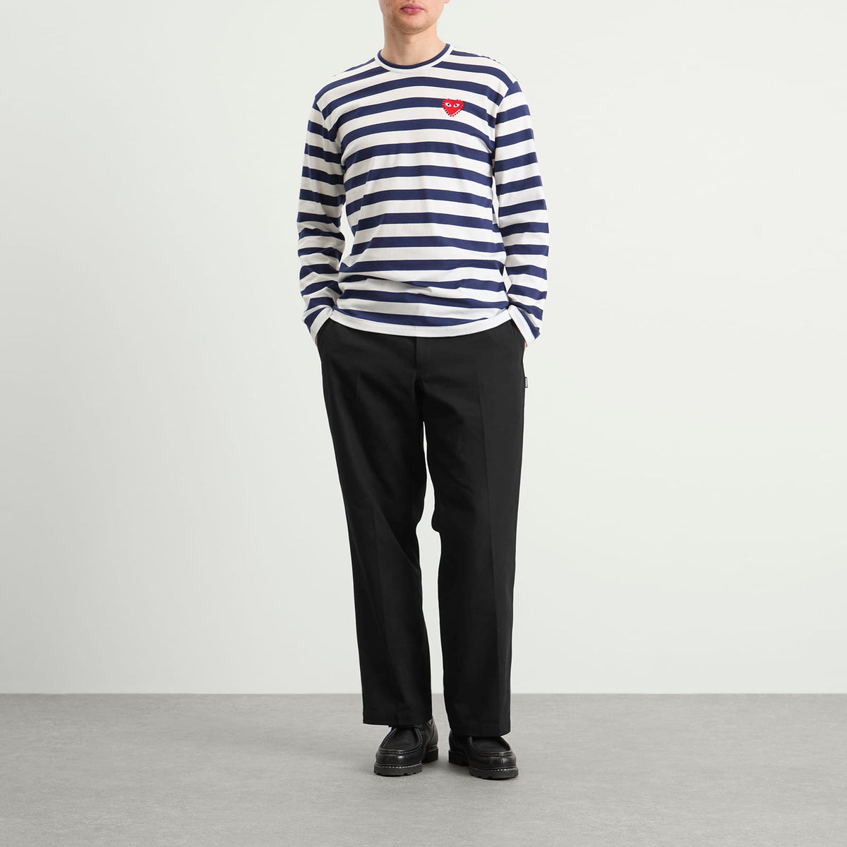 Comme des Garçons Play Studded Heart Long Sleeve T-Shirt