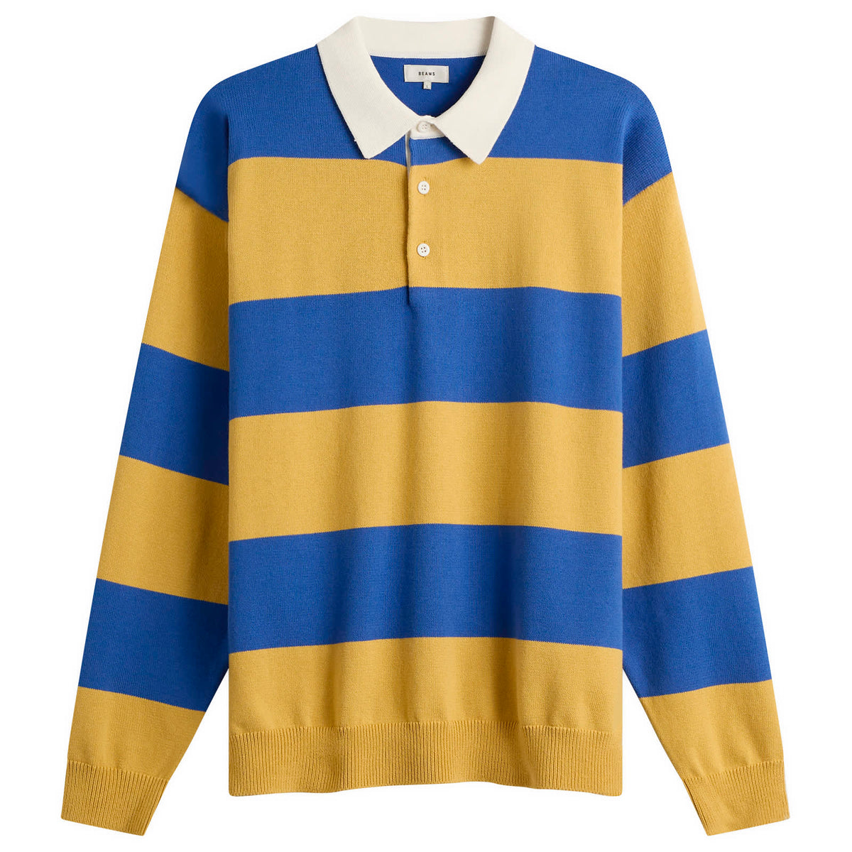 BEAMS 7 Gauge Stripe Knit Rugby Shirt