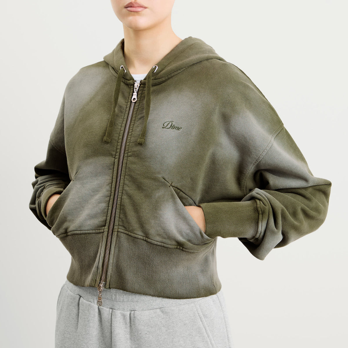 Dime Cropped Zip Hoodie