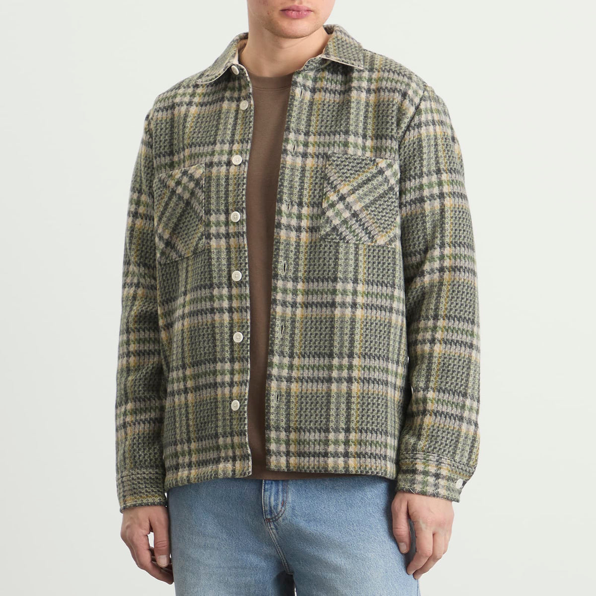 Wax London Whiting Check Wool Blend Overshirt