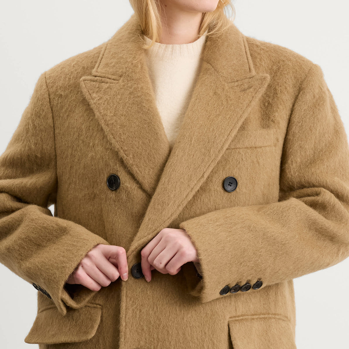Dunst Tailored Double Beasted Hairy Wool Coat