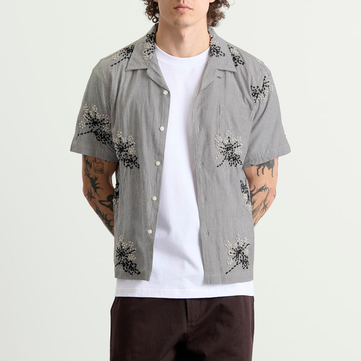 Universal Works Hand Embroidered Stripe Road Shirt