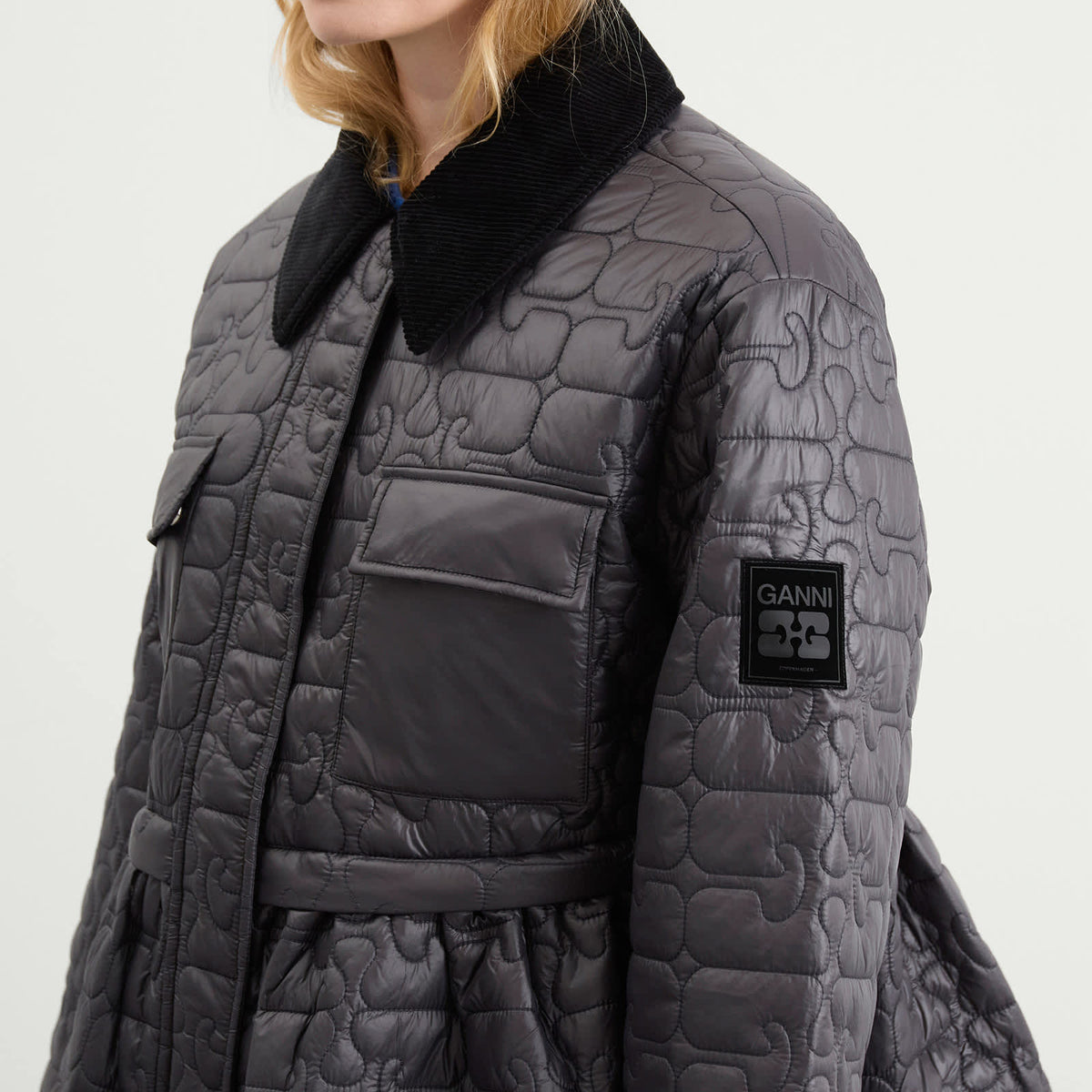 GANNI Shiny Quilt Midi Jacket