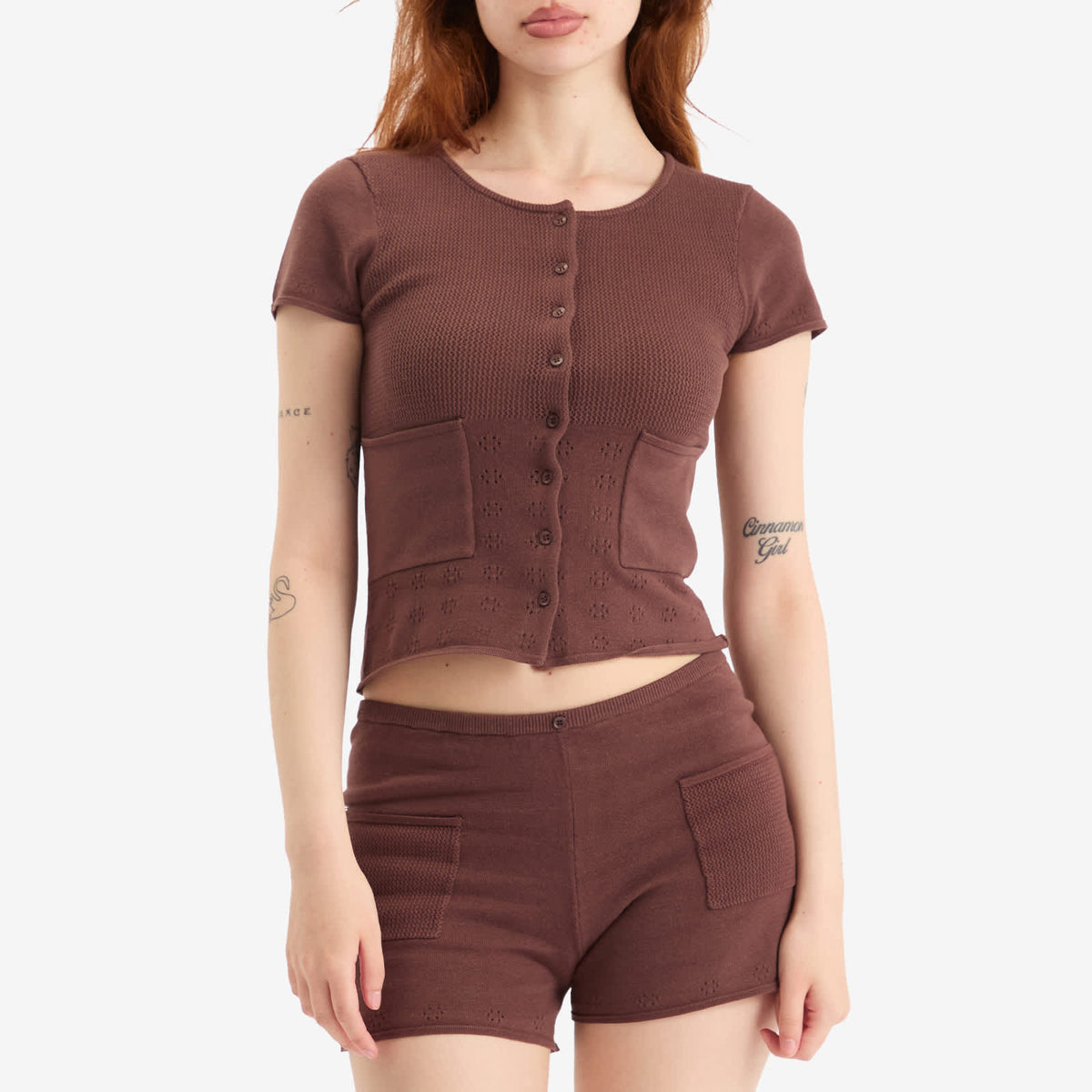 Peachy Den Marie Knit Polo Top