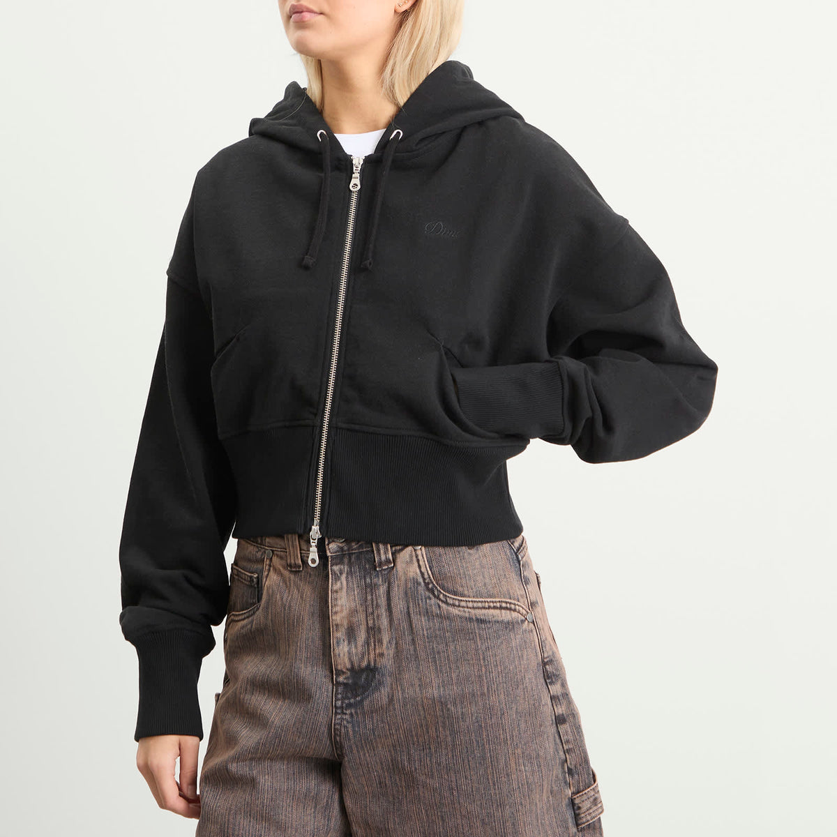 Dime Cropped Zip Hoodie