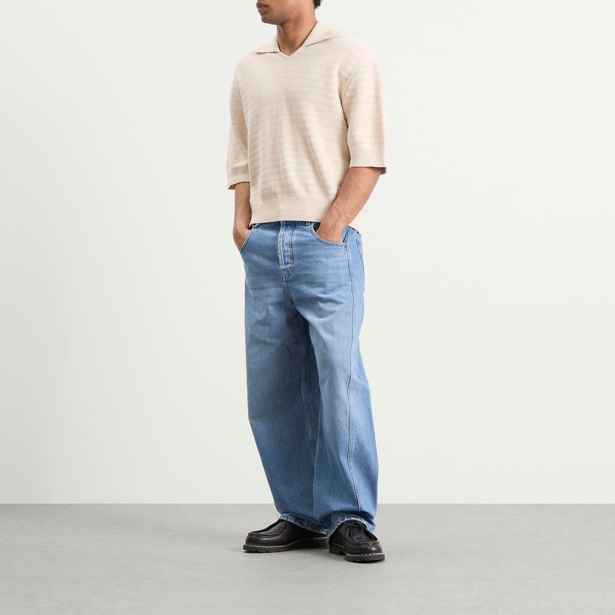 Jacquemus Chevron Cotton Silk Knit Polo Shirt