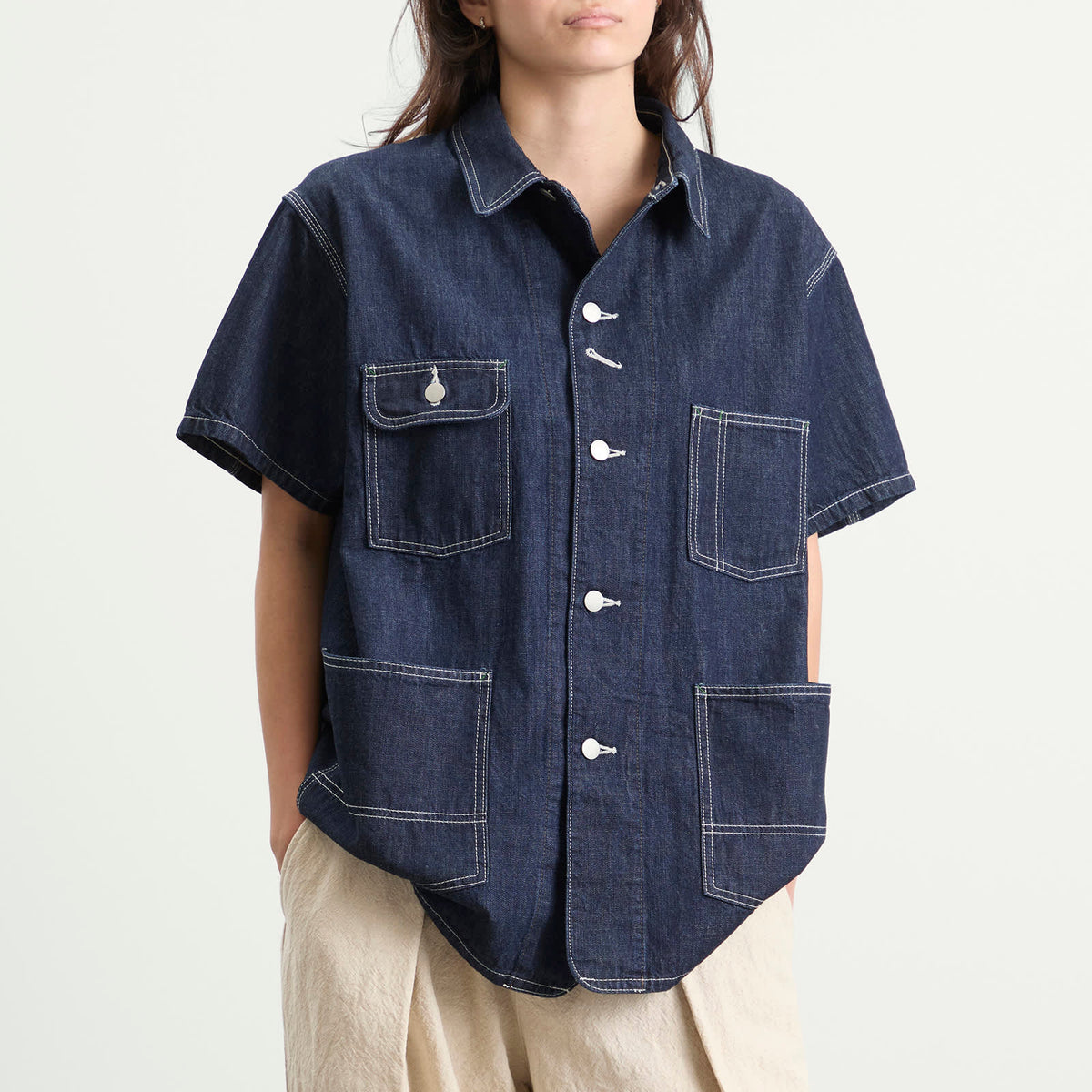 Beams Boy Denim Short Sleeve top