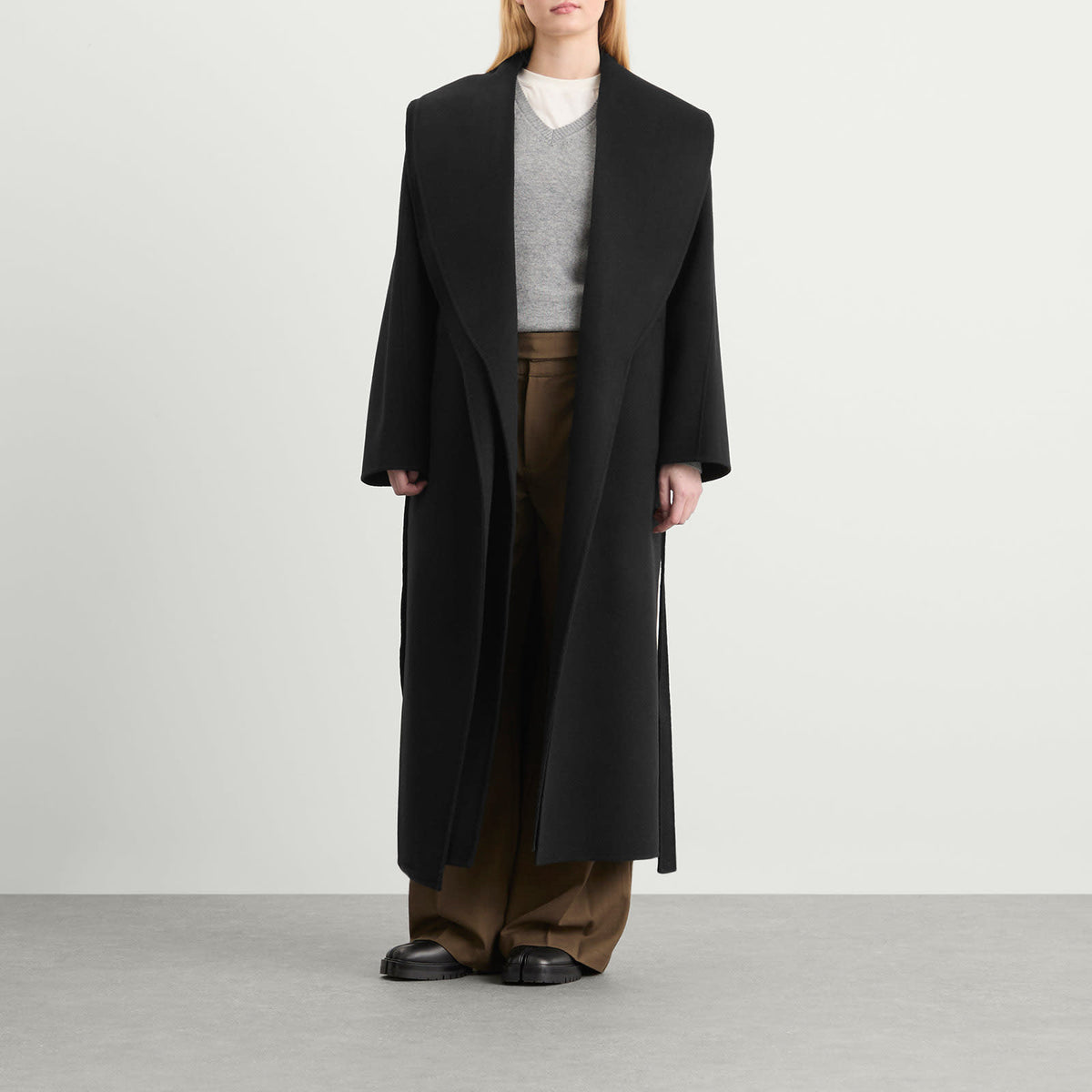 Róhe Signature Double-Faced Scarf Coat With Belt