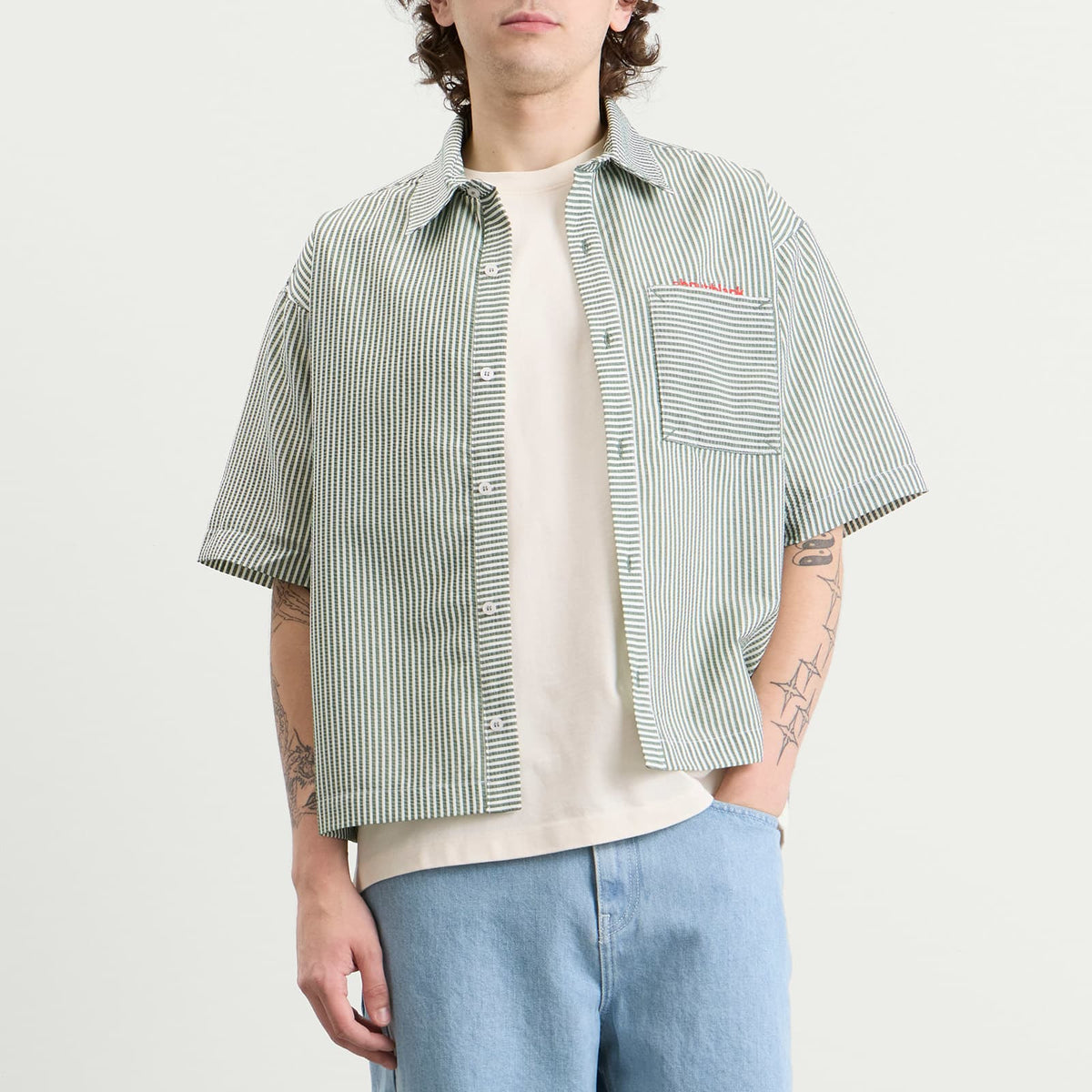 about:blank Seersucker Short Sleeve Shirt