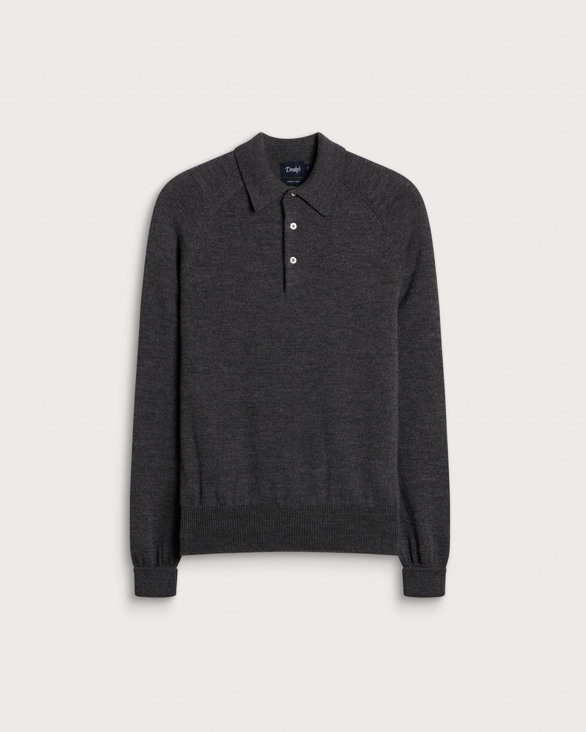 Drake's Long Sleeve Merino Wool Knitted Polo