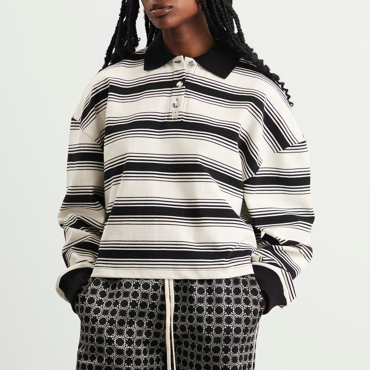AMIRI MA Stripe Oversized Polo Top